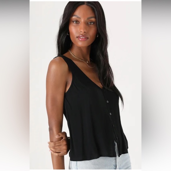 Lulus Sunny Essential Black Button-Front Tank Top - Picture 4 of 4